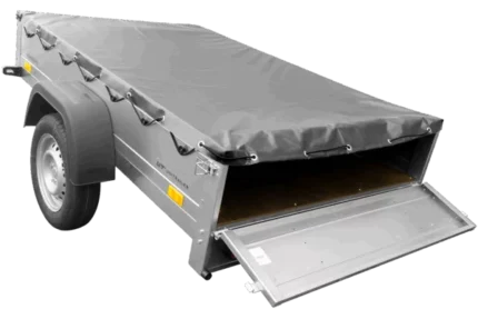 Remolque para coche Garden Trailer 201 KIPP 200×125 cm 750 kg [con lona plana, rueda de apoyo y soporte de lona plana]